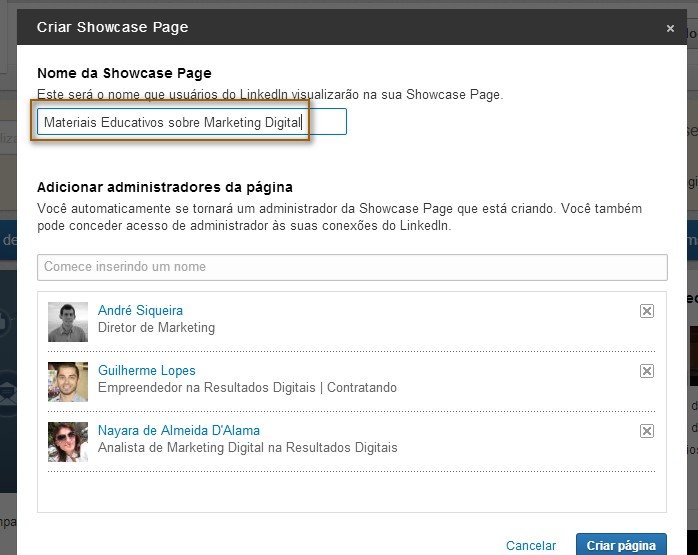 Criar showcase page no LinkedIn - passo 1 