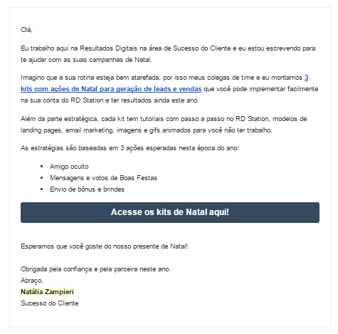 Exemplo de email marketing Natal - RD