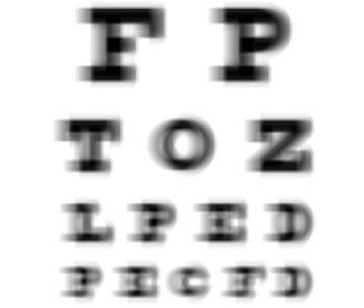Descrição: imagem com letras embaçadas, simulando a visão de uma pessoa com astigmatismo.
