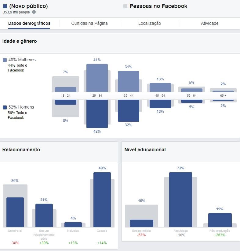 criar publico facebook ads com dados audience insights