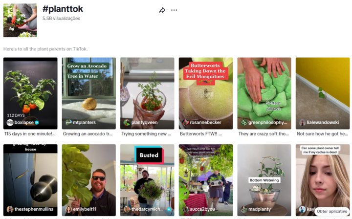 Print da página de uma hashtag no TikTok, representando como a tendência de marketing digital está na plataforma.