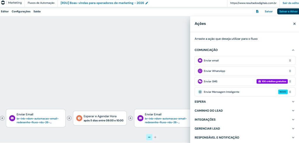 Integração com whatsapp e sms no do RD Station Marketing