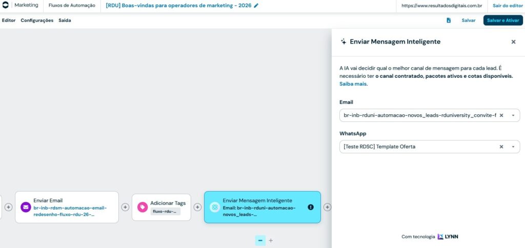 Mensagem inteligente com IA no RD Station Marketing