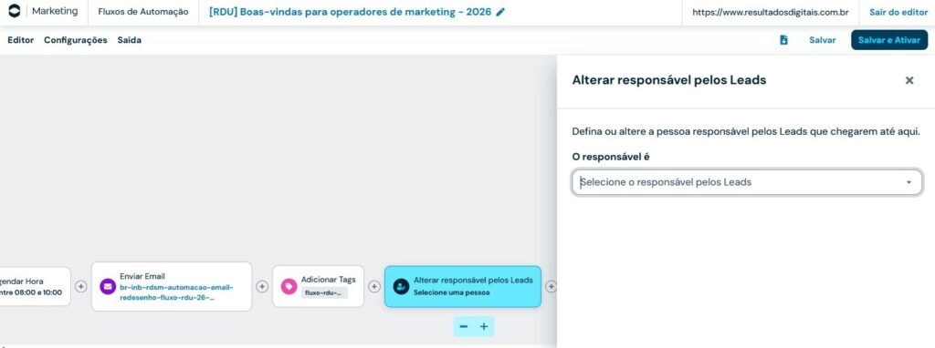 Marcar responsável pelo lead em automação de marketing no rd station marketing