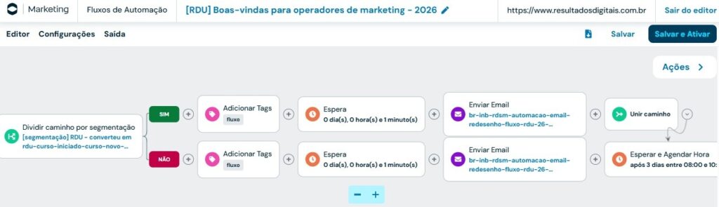 Exemplo de automação de email no rd station marketing
