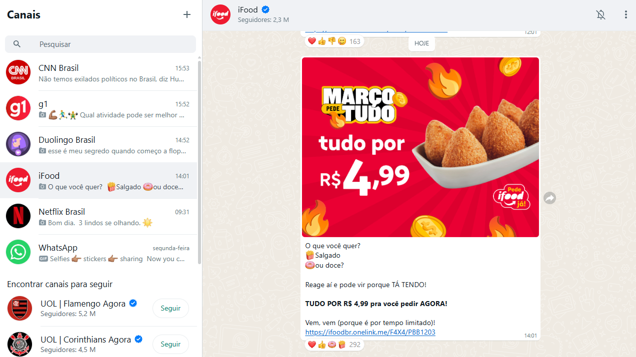 Canais do WhatsApp