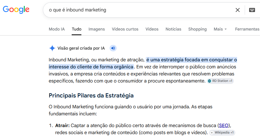 Exemplo de Zero-Click Search