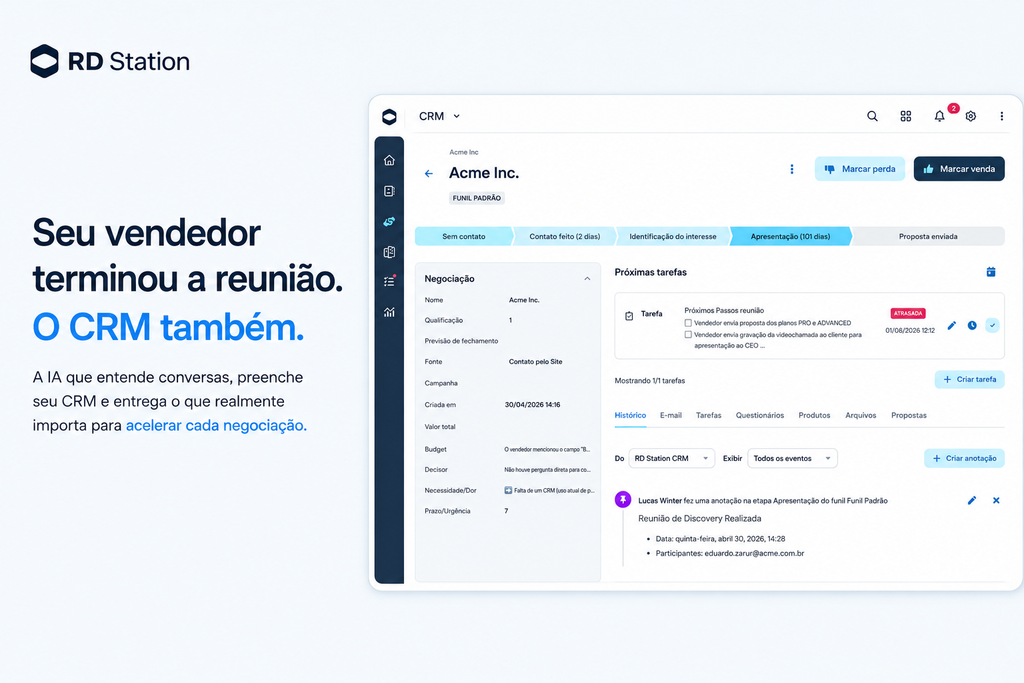 IA para Negociações: add-on de revenue inteligence do RD Station CRM